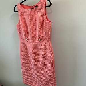 Tamari Levine Sleeveless Coral Midi Shift Dress with Button Waist Accents S 10
